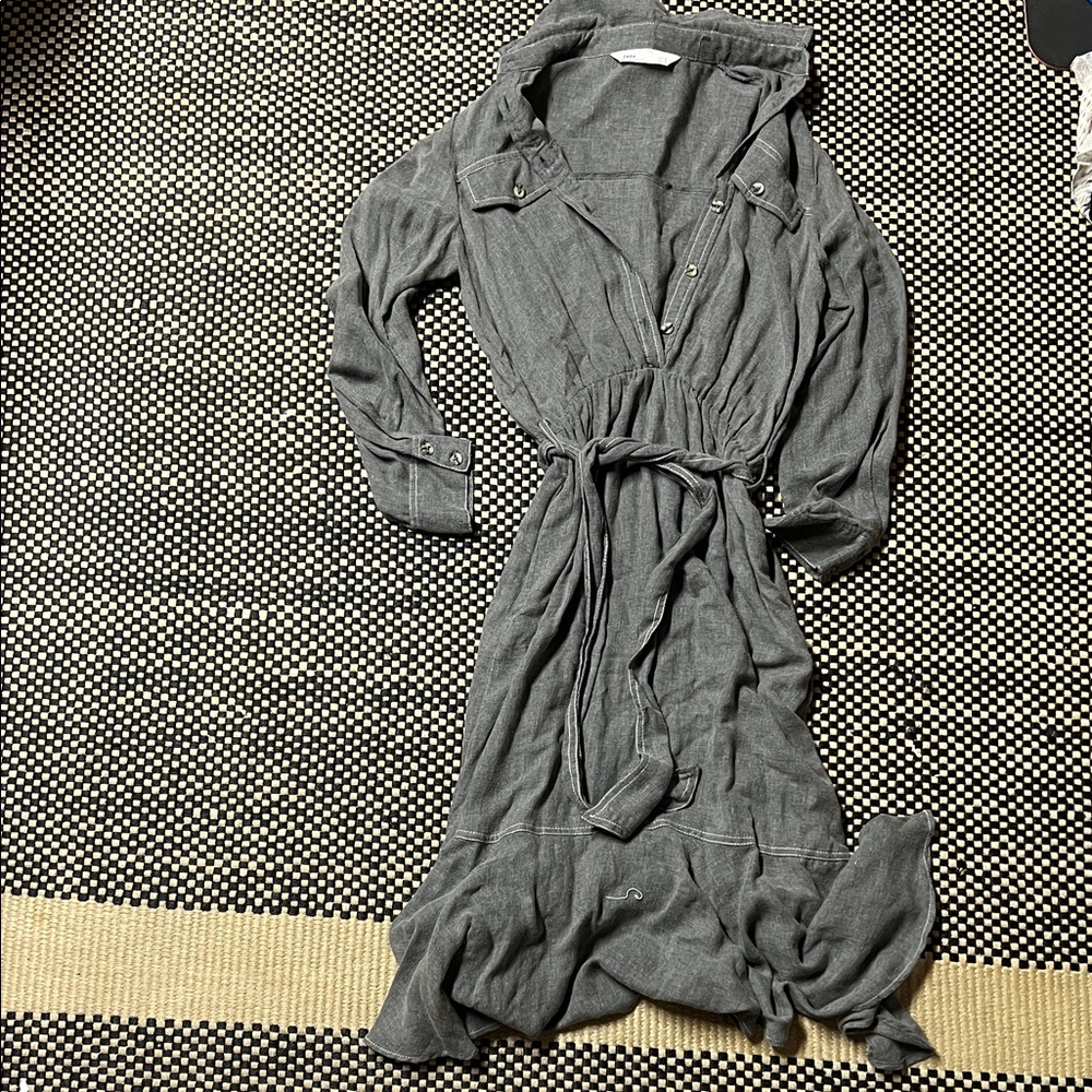 Zara Gray Long Sleeve Dress